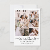 Elegant Dank Script Five Foto Collage Hochzeit Dankeskarte (Vorderseite)