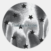 Elegant "Danke an meine Glückssterne" Silberschwar Runder Aufkleber (Vorderseite)