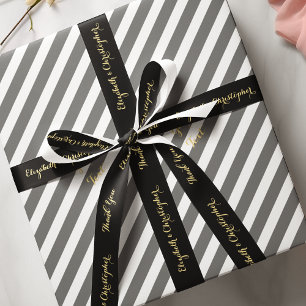 Elegant Danke Black Gold Custom Wedding Gefallen Satinband