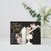 Elegant Danke Foto Wedding Postkarte (Stehend Vorderseite)