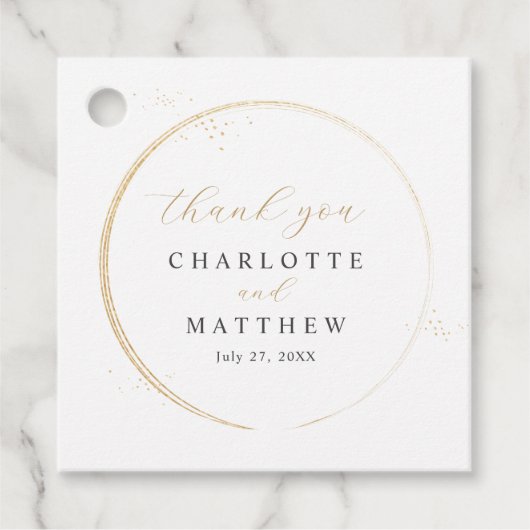 Elegant Danke, Gold Wedding Geschenkanhänger (Vorderseite)
