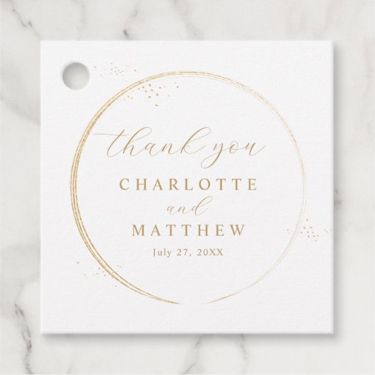 Elegant Danke, Gold Wedding Geschenkanhänger (Vorderseite)