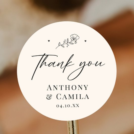 Elegant Danke Hochzeit Runder Aufkleber