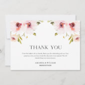 Elegant Danke Hochzeitkarte mit Blumendesign Mitteilungskarte (Rückseite)