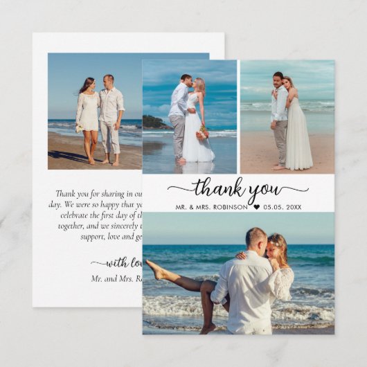 Elegant danke Ihnen Calligraphy Collage Wedding (Vorne/Hinten)