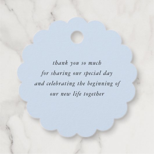 Elegant danke Ihnen Dusty Blue Wedding Geschenkanhänger (Rückseite)