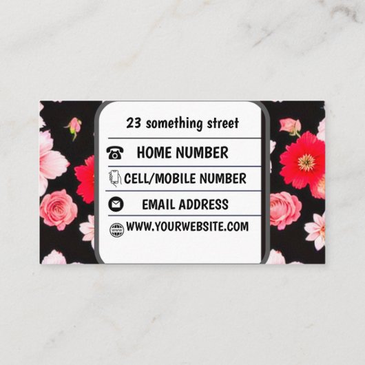 ELEGANT DANKE IHNEN FLORAL VISITENKARTE (Rückseite)