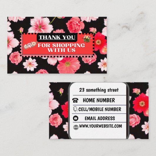 ELEGANT DANKE IHNEN FLORAL VISITENKARTE (Vorne/Hinten)
