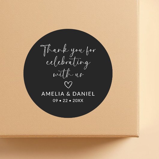 Elegant danke Ihnen für Ihre Feier mit Uns Gefalle Runder Aufkleber