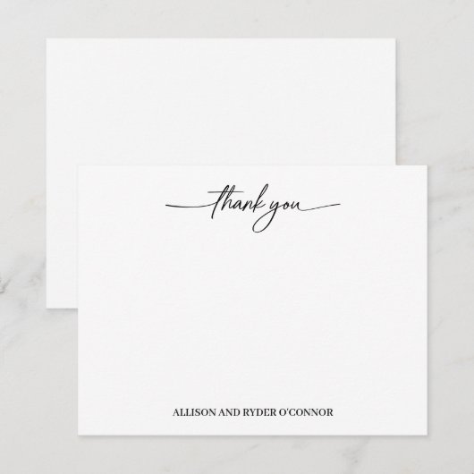 Elegant danke Ihnen Modernes Script Couple Mitteilungskarte (Vorne/Hinten)