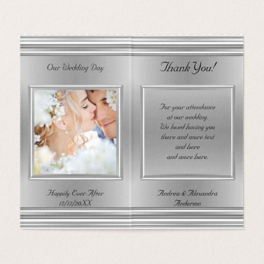 Elegant danke Ihnen Wedding Foto Silver Gray (Innenseite Aufgefaltet)