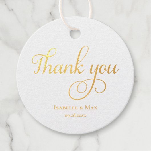 Elegant danke Ihnen Wedding Gold Geschenkanhänger (Vorderseite)