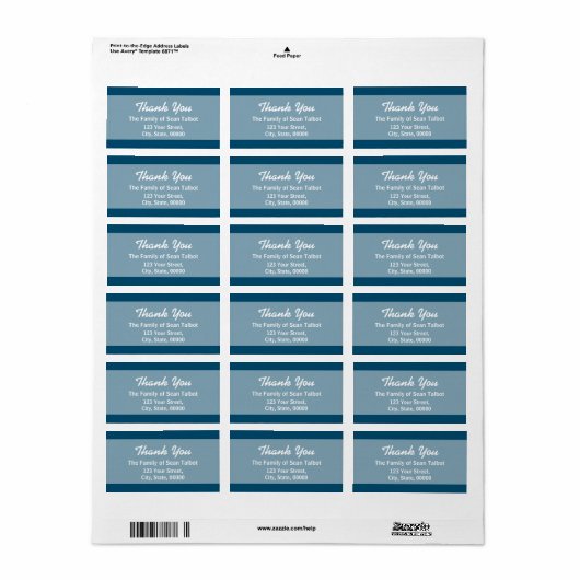 Elegant Danke Label Wählen Sie Ihre Farbe 3 Adressaufkleber (Vorne)