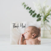 Elegant "Danke" Personalisiert Baby Birth Announ Postkarte (Stehend Vorderseite)