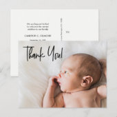 Elegant "Danke" Personalisiert Baby Birth Announ Postkarte (Vorne/Hinten)