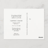 Elegant "Danke" Personalisiert Baby Birth Announ Postkarte (Rückseite)