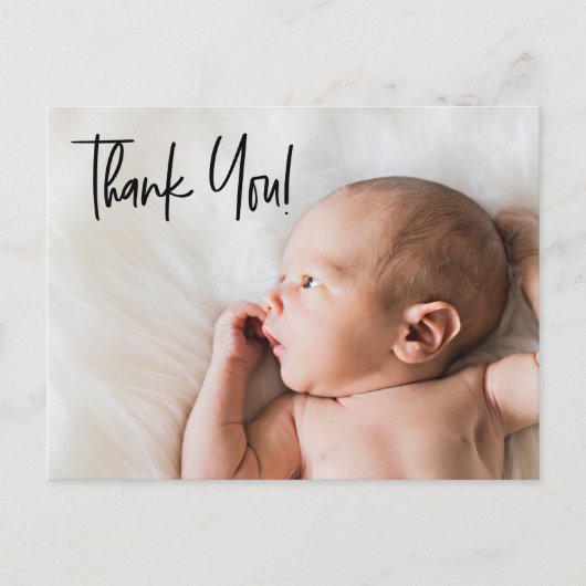 Elegant "Danke" Personalisiert Baby Birth Announ Postkarte (Vorderseite)