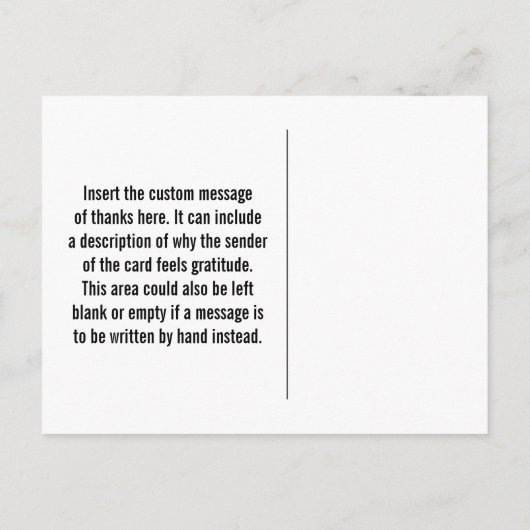 Elegant "Danke!" Postkarte (Rückseite)