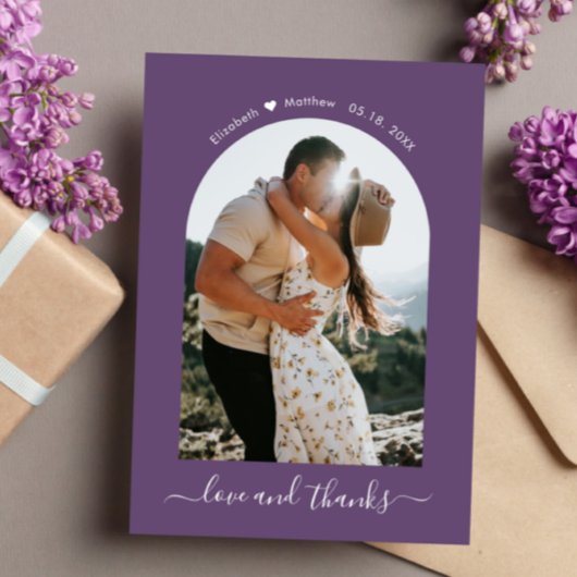 Elegant Danke Script 2 Foto Mauve Arch Wedding