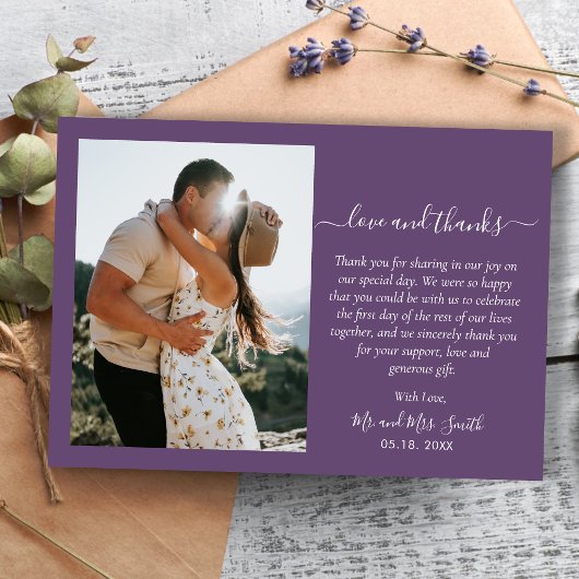 Elegant Danke Script 2 Foto Mauve Wedding