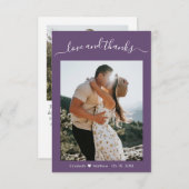 Elegant Danke Script Mauve 2 Foto Wedding (Vorne/Hinten)