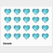 Elegant Danke Summer Sparkle Turquoise Herz-Aufkleber (Blatt)
