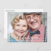 Elegant Danke Typografy Anniversary Foto Postkarte (Vorne/Hinten)