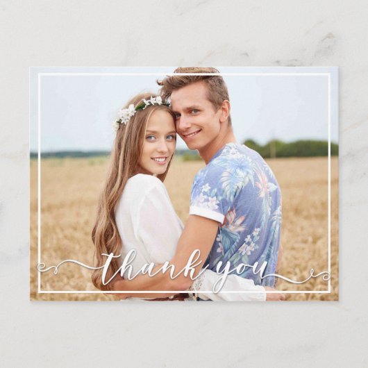 Elegant Danke Typografy Wedding Foto Postkarte (Vorderseite)