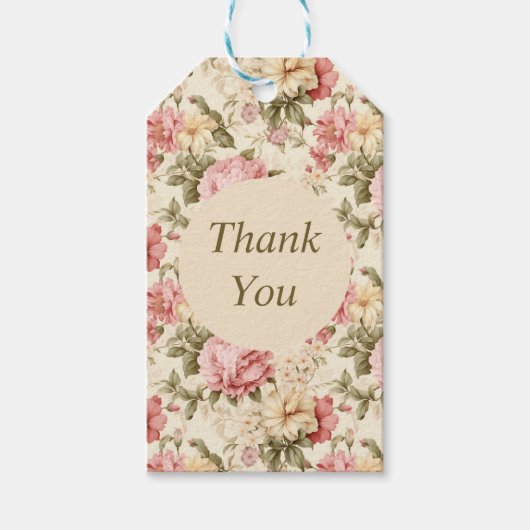 Elegant Danke Vintage Pastellkunst Bohemisch Geschenkanhänger (Vorderseite)