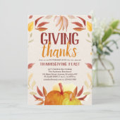 Elegant Danken Pumpkin Wreath Erntedank Einladung (Stehend Vorderseite)