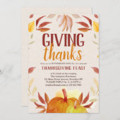 Elegant Danken Pumpkin Wreath Erntedank Einladung (Vorne/Hinten)
