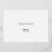 Elegant Dankeschön Baby Foto Taufen Script Folieneinladung (Rückseite)