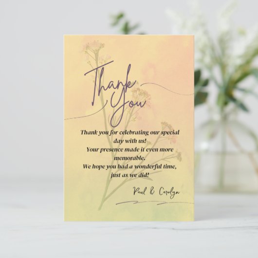 Elegant Dankeschön Card Dankeskarte (Stehend Vorderseite)