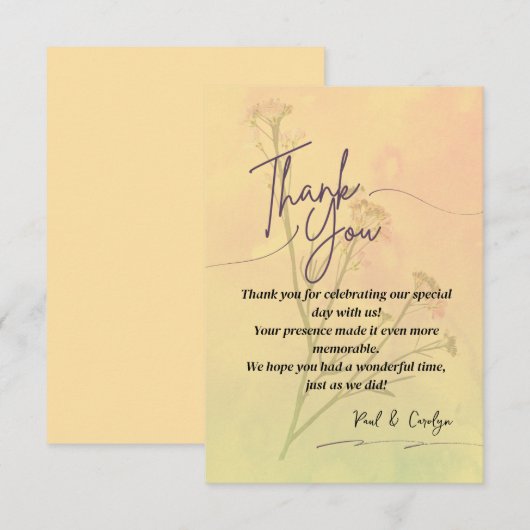 Elegant Dankeschön Card Dankeskarte (Vorne/Hinten)