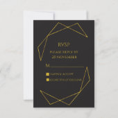 Elegant dark and gold RVSP RSVP Karte (Vorderseite)