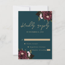 Elegant Dark Aquamarin Burgundy Floral Wedding