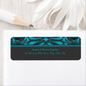 Elegant Dark Aquamarin Damask Wedding Address Labe (Insitu)