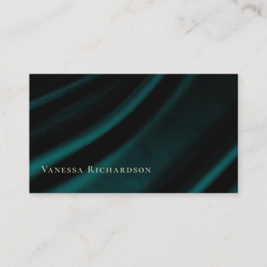 Elegant Dark Aquamarin Satin Beruflich Social Medi Visitenkarte (Vorderseite)