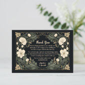 Elegant Dark Art Nouveau Floral Wedding Vielen Dan Dankeskarte (Stehend Vorderseite)