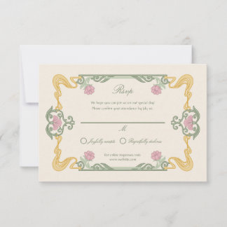 Elegant Dark Art Nouveau RSVP Card Karte