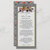 Elegant Dark Autumn Floral Gray Menükarte (Vorne/Hinten)