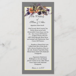 Elegant Dark Autumn Floral Gray Menükarte