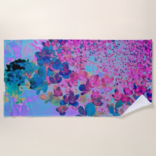 Elegant Dark Blue and Magenta Limelight Hydrangea Strandtuch (Vorderseite)