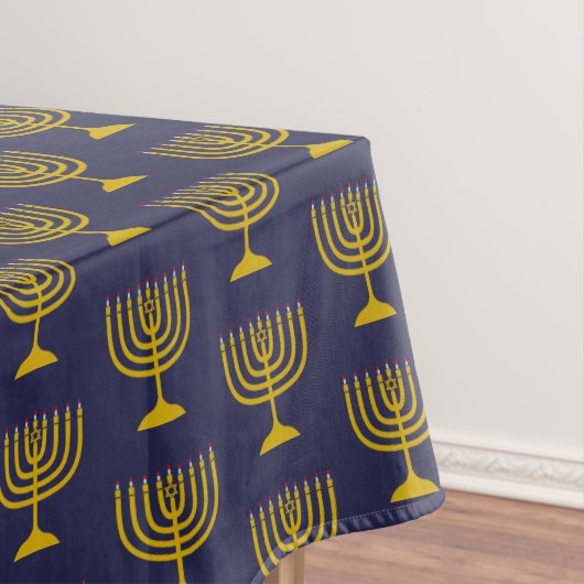 Elegant Dark Blue | Chanukah Hanukkiyah | MENORAH Tischdecke (Beispiel)