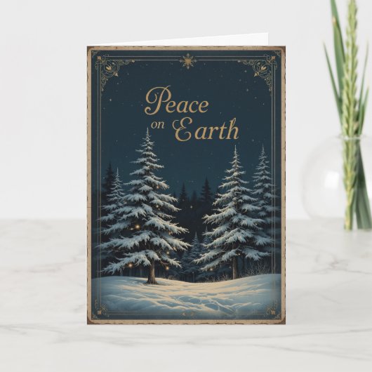 Elegant dark blue Christmas and glowing Peace Karte (Vorderseite)