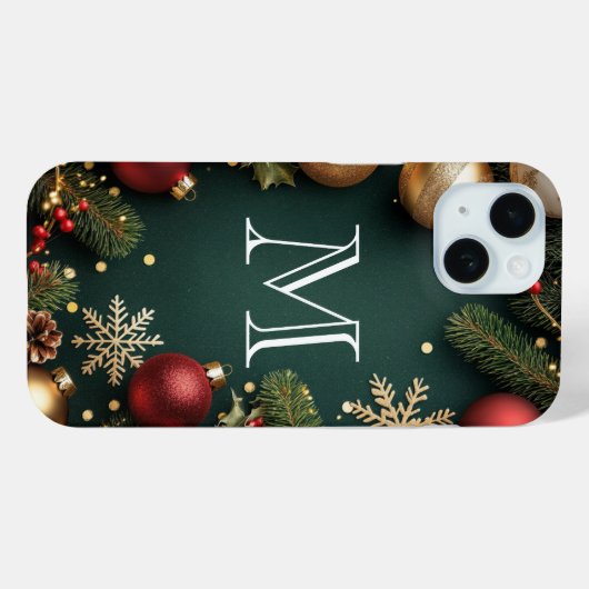 Elegant Dark Blue Christmas Monogram Case-Mate iP Case-Mate iPhone Hülle (Rückseite (Horizontal))