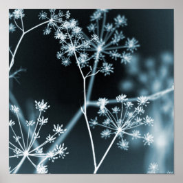 Elegant Dark Blue Floral Abstrakt Poster