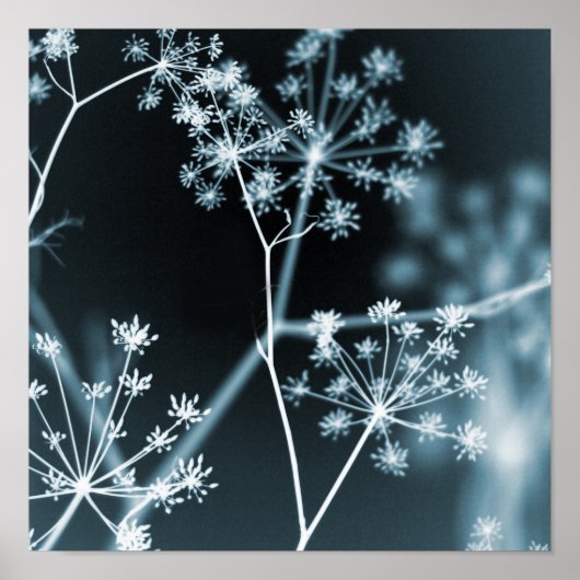 Elegant Dark Blue Floral Abstrakt Poster (Vorne)