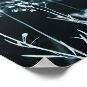 Elegant Dark Blue Floral Abstrakt Poster (Ecke)