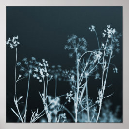 Elegant Dark Blue Floral Abstrakt Poster